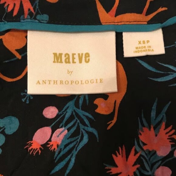 Anthropologie Maeve Monkey Button Up Top blouse - Picture 3 of 3